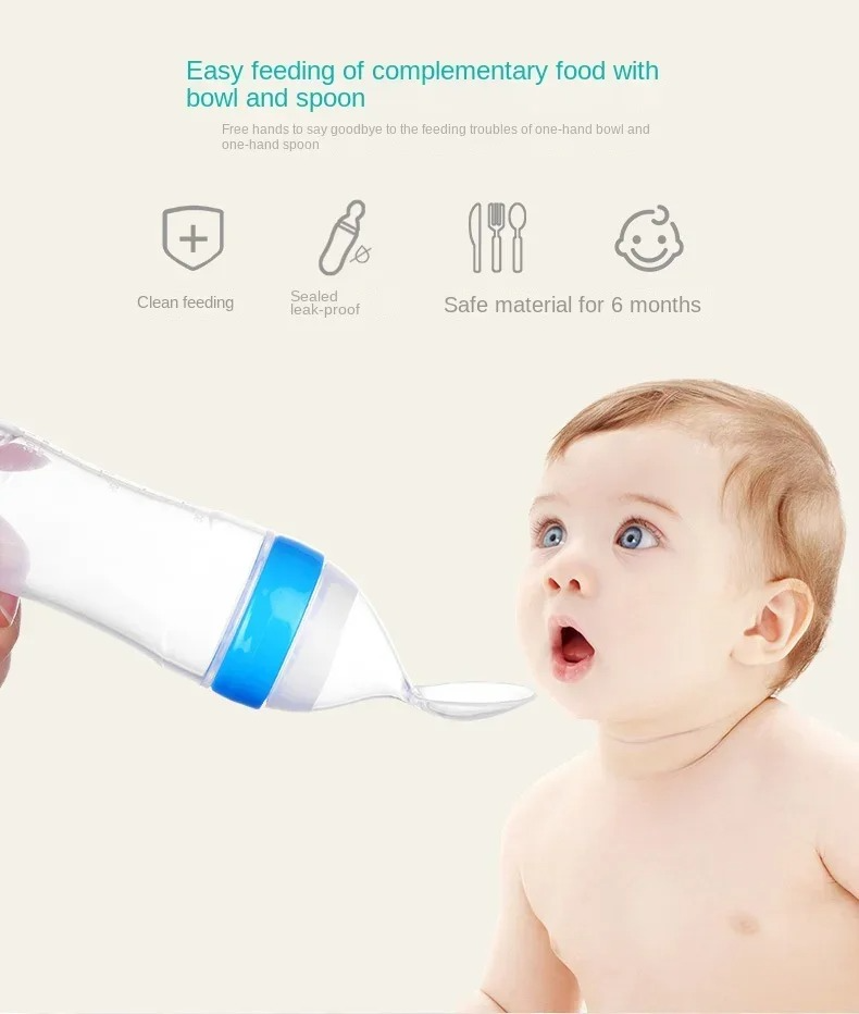 Silicone Baby Spoon Feeder Bottle with easy grip design