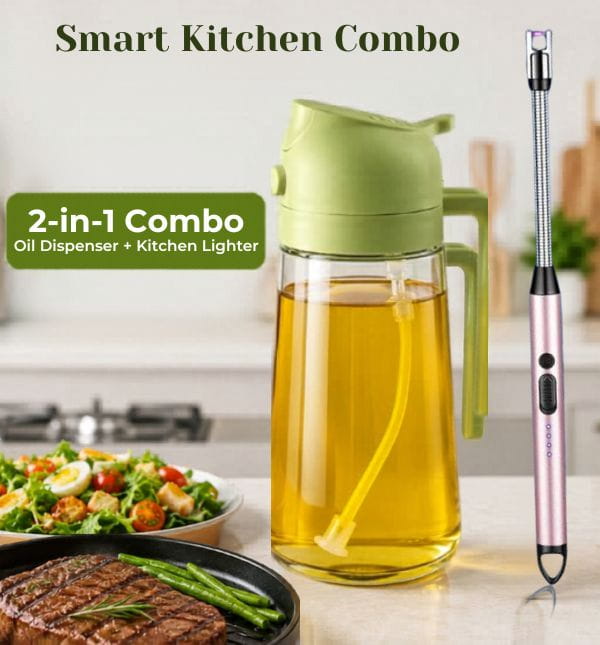 Smart Kitchen Combo: Oil Dispenser + USB Electric Lighter
