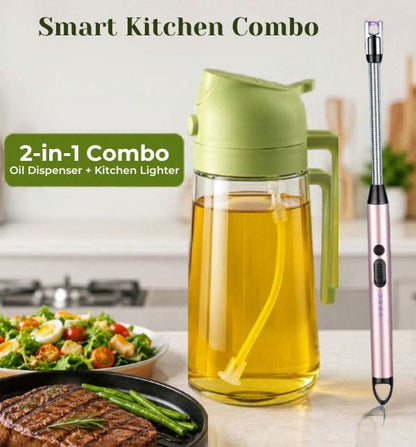 Smart Kitchen Combo: Oil Dispenser + USB Electric Lighter
