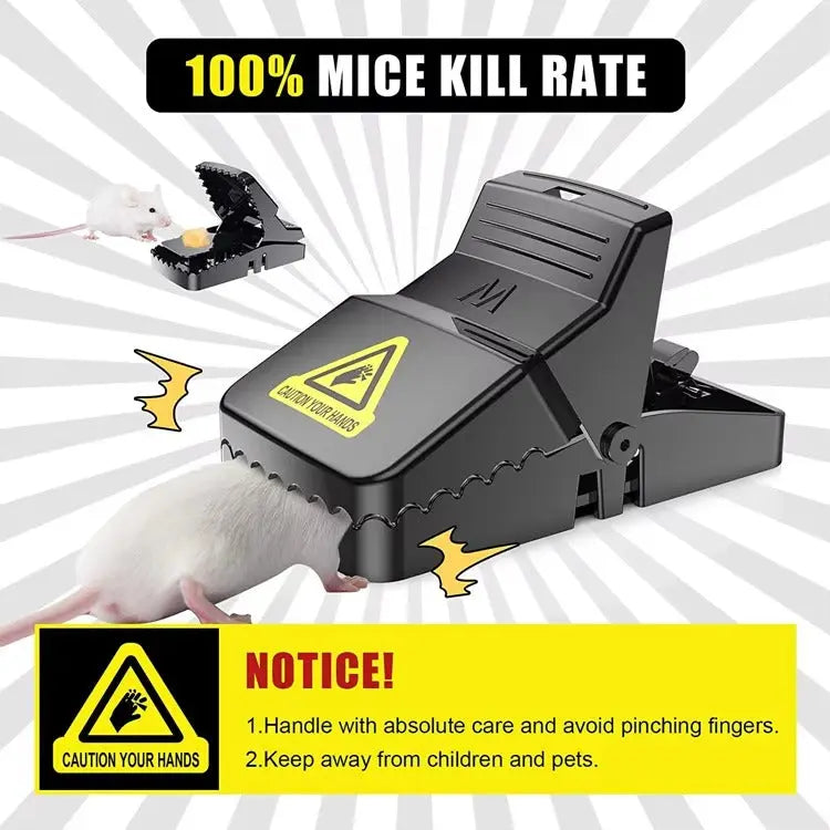 Durable mouse trap with strong spring mechanism for fast rodent control