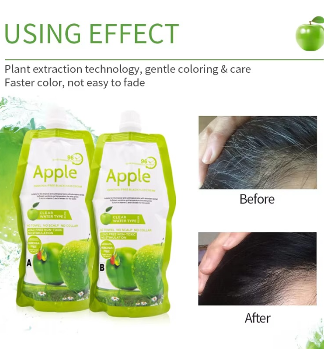 Apple Hair Color Cream Smooth Application for Grey Hair Coverage