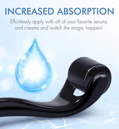 Portable derma roller tool for anti-aging, scars, and skin repair.