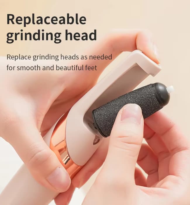 Electric pedicure device for safe and easy removal of dead skin from feet.
