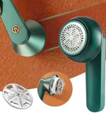 Rechargeable electric lint remover for cleaning fuzz and fabric pills from clothes.