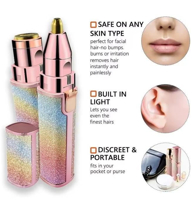 Electric eyebrow trimmer for clean and smooth eyebrow shaping.