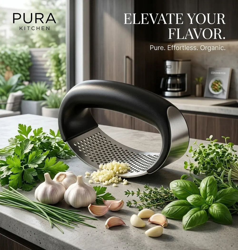 Manual Stainless Garlic Press for Easy Garlic and Ginger Crushing