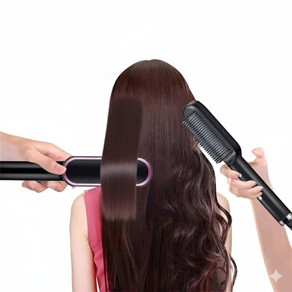 Hair Straightener Hot Comb – Quick Heated Professional Brush