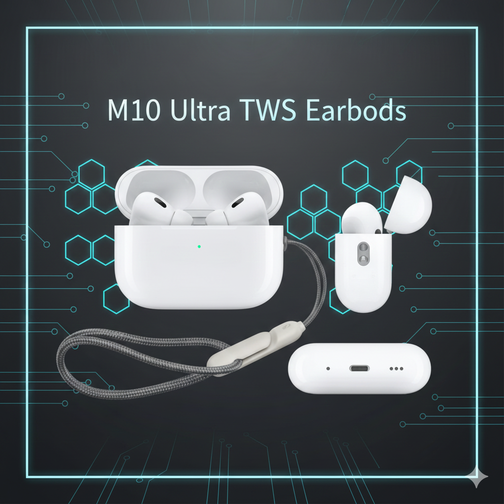 M10 Ultra TWS Earbuds | Bass Boost & Noise Reduction | Fast-Charging Bluetooth Earbuds