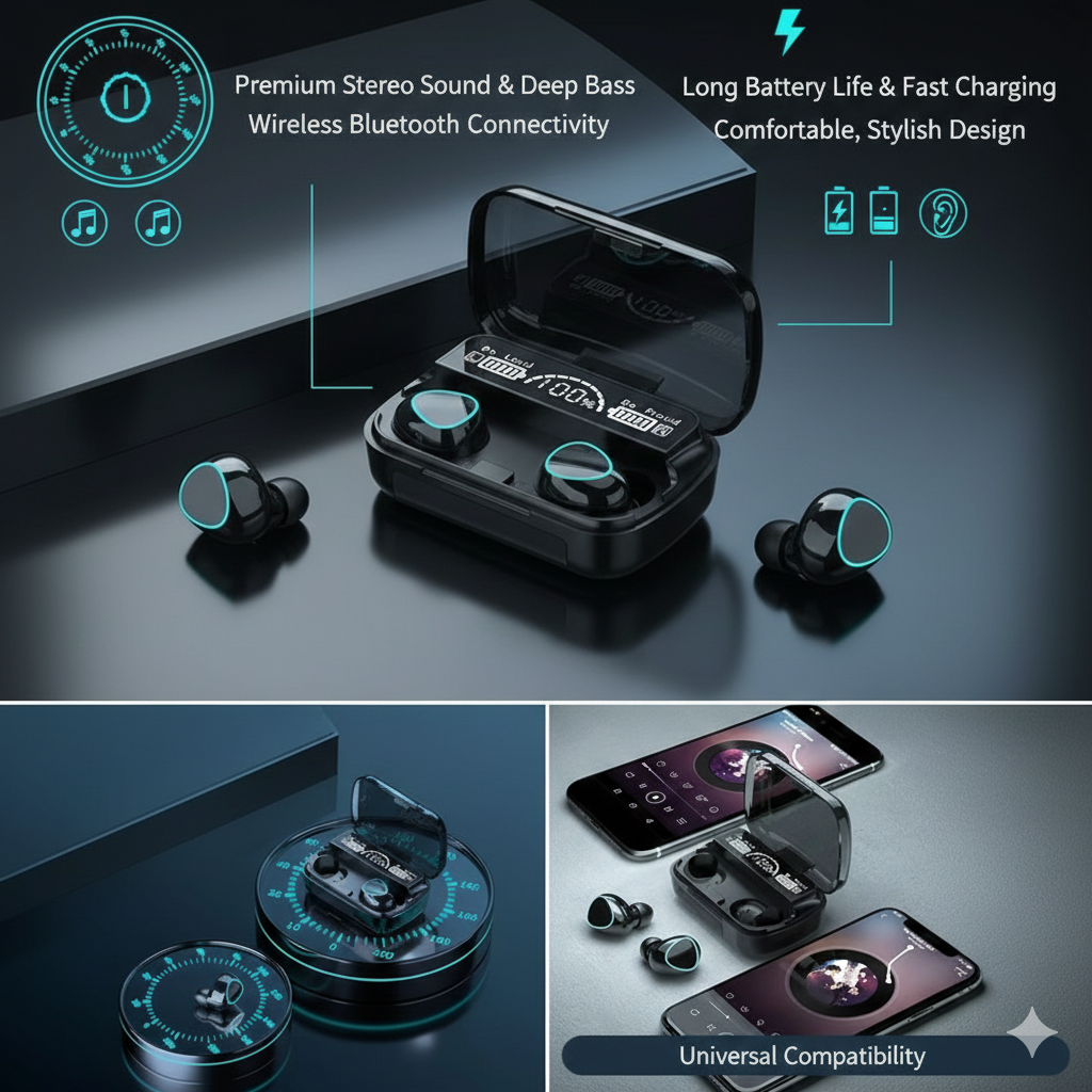 Branded M10 Wireless Bluetooth Earbuds | Stereo Airdots Earphones | Premium Quality