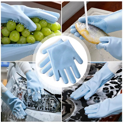 Silicone Gloves Reusable Cleaning Gloves for Home & Kitchen