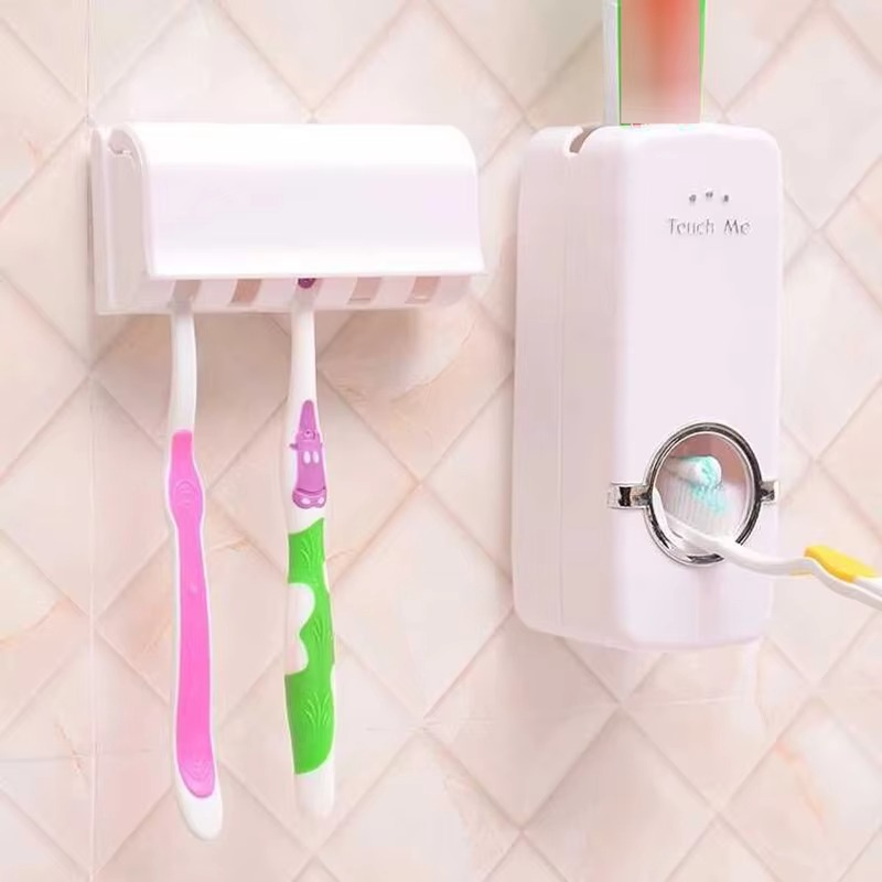 Automatic Toothpaste Dispenser with Toothbrush Holder | Wall-Mounted Bathroom Organizer