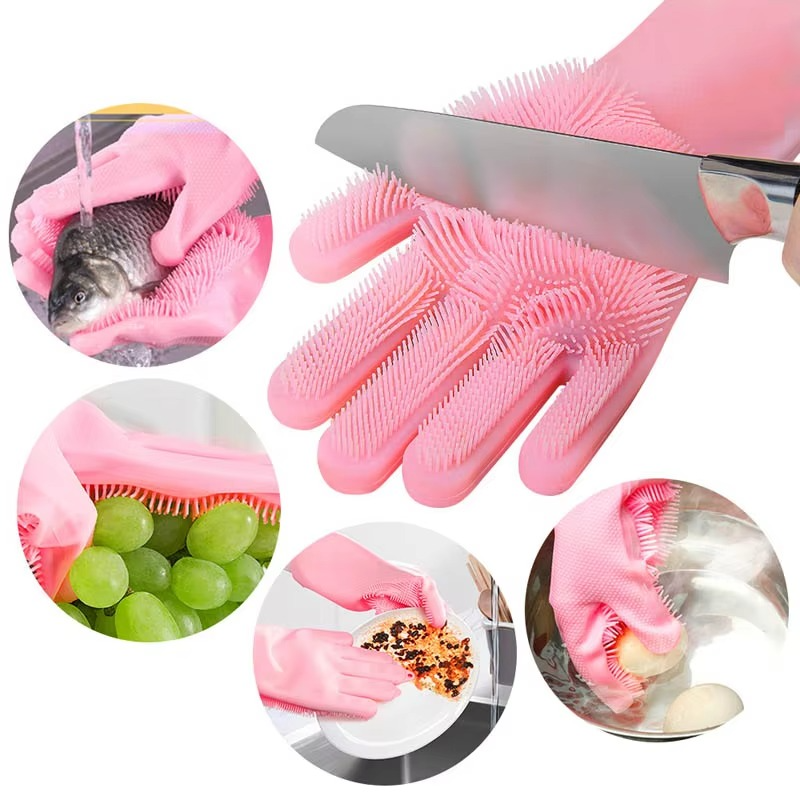 Silicone Gloves Reusable Cleaning Gloves for Home & Kitchen