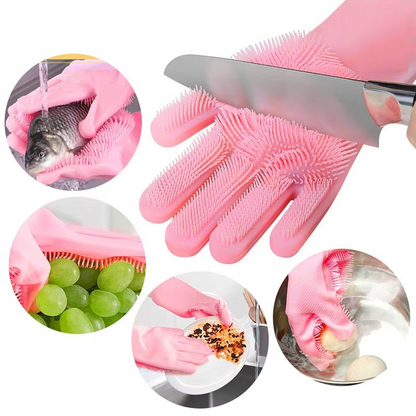 Silicone Gloves Reusable Cleaning Gloves for Home & Kitchen