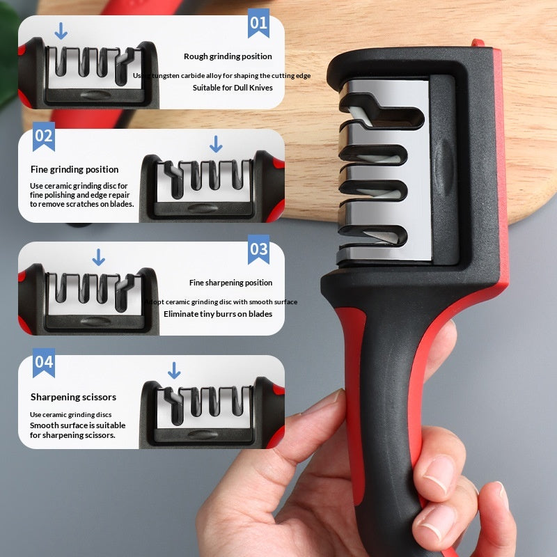 Professional Handheld Knife Sharpener 3/4 Stage Kitchen Tool Sharpener Glowence