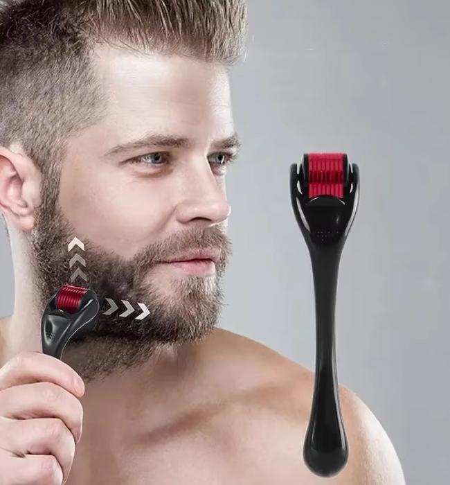 Scalp derma roller to support hair growth and strengthen hair roots.