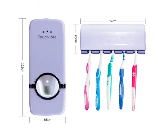 Automatic Toothpaste Dispenser with Toothbrush Holder | Wall-Mounted Bathroom Organizer
