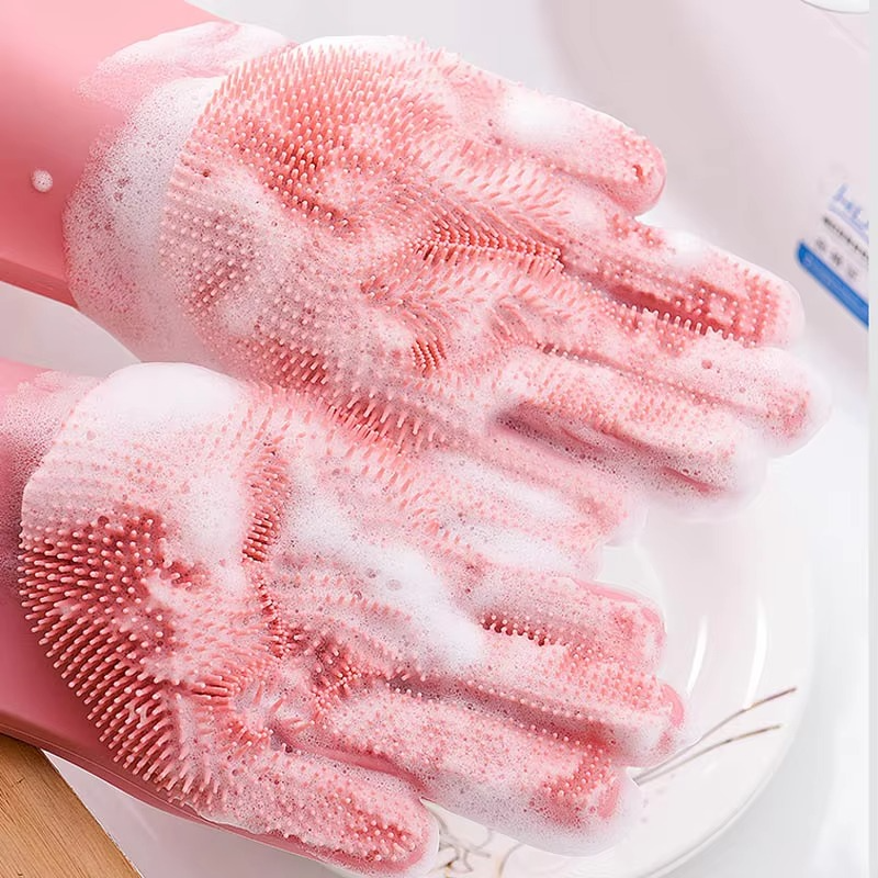 Silicone Gloves Reusable Cleaning Gloves for Home & Kitchen