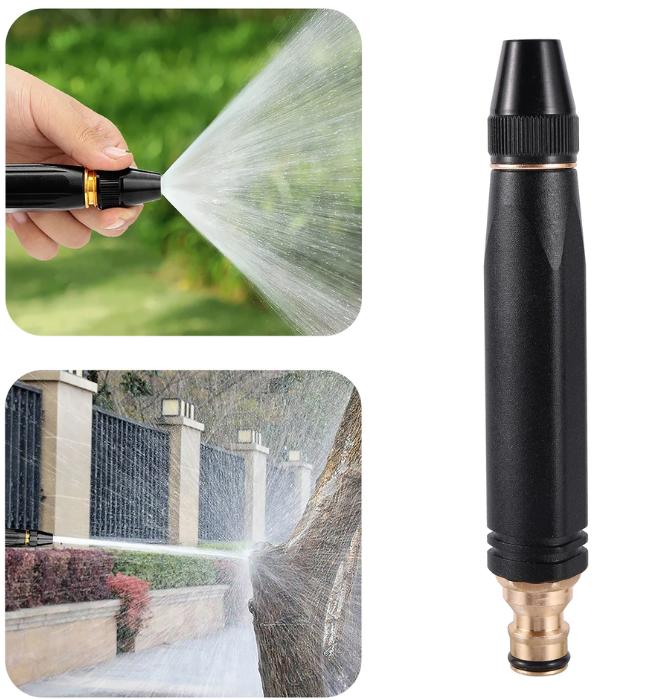 Powerful high pressure water spray nozzle for car wash, garden, and home cleaning use.