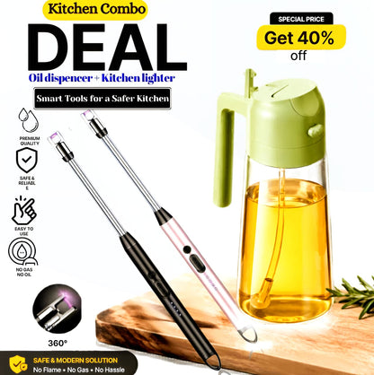 Kitchen combo deal oil dispenser and electric lighter set