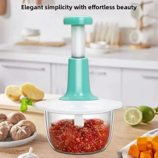 1.5L Manual Push Chopper for quick vegetable and food cutting.
