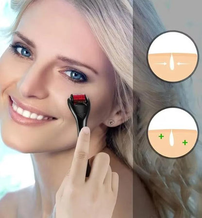 0.5mm microneedle roller for reducing scars and improving skin texture.