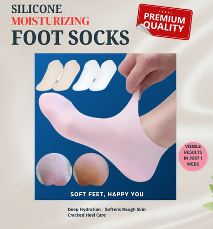 Comfortable gel heel socks for smooth, healthy, and hydrated feet.