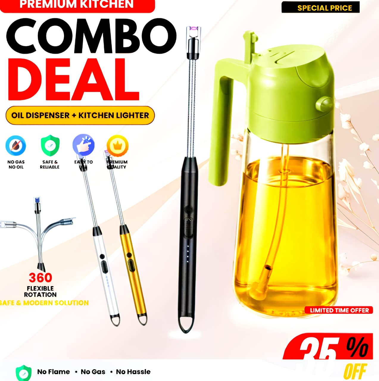 Oil dispenser bottle drip free cooking oil sprayer