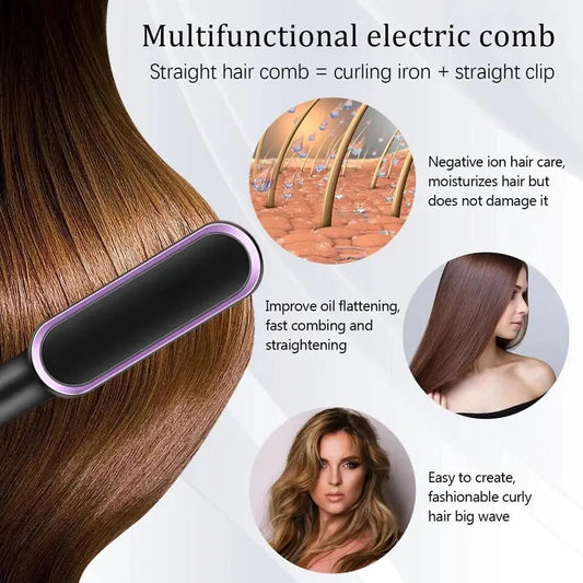 Electric hot comb hair straightener for smooth and frizz free hair styling.