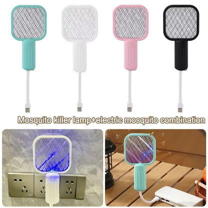 Rechargeable mosquito killer racket for indoor and outdoor use.