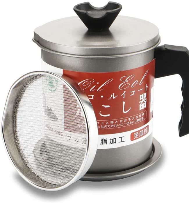 Reusable grease catcher pot for clean and healthy cooking oil storage.