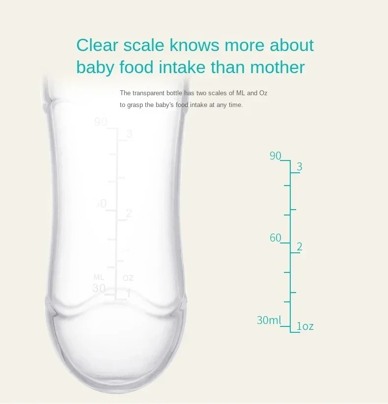 Close-up of soft silicone spoon feeder for infants