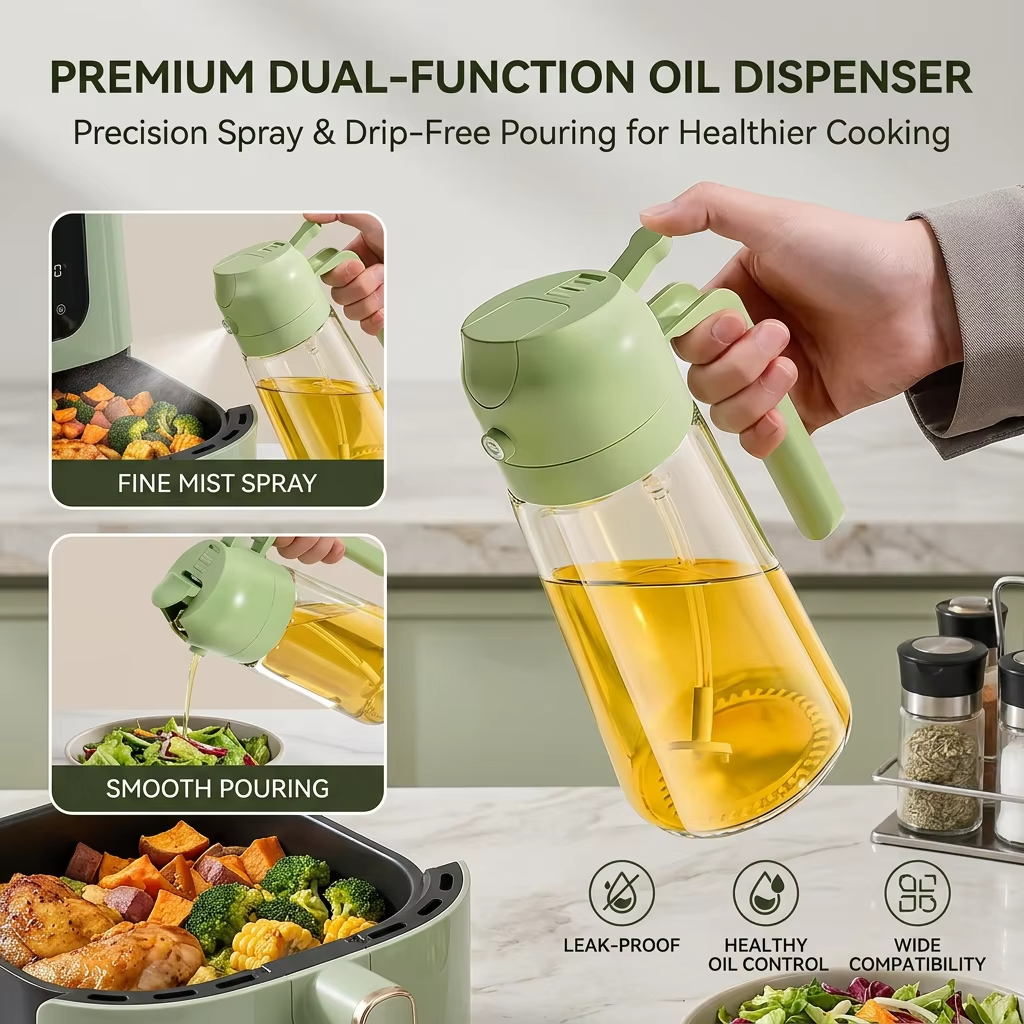 Oil Sprayer Bottle 2 in 1 for Cooking, Baking and BBQ