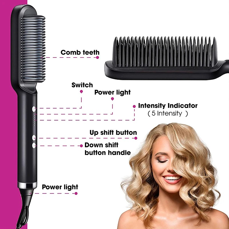 Hair Straightener Hot Comb – Quick Heated Professional Brush
