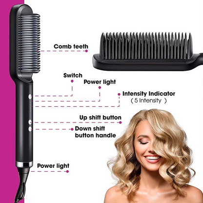 Hair Straightener Hot Comb – Quick Heated Professional Brush