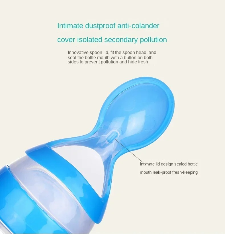 Mess-free feeding with silicone baby spoon bottle