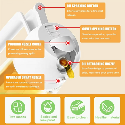 Oil Sprayer Bottle 2 in 1 for Cooking, Baking and BBQ