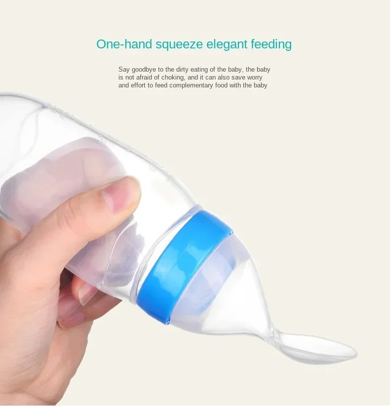 Baby using Silicone Baby Spoon Feeder Bottle