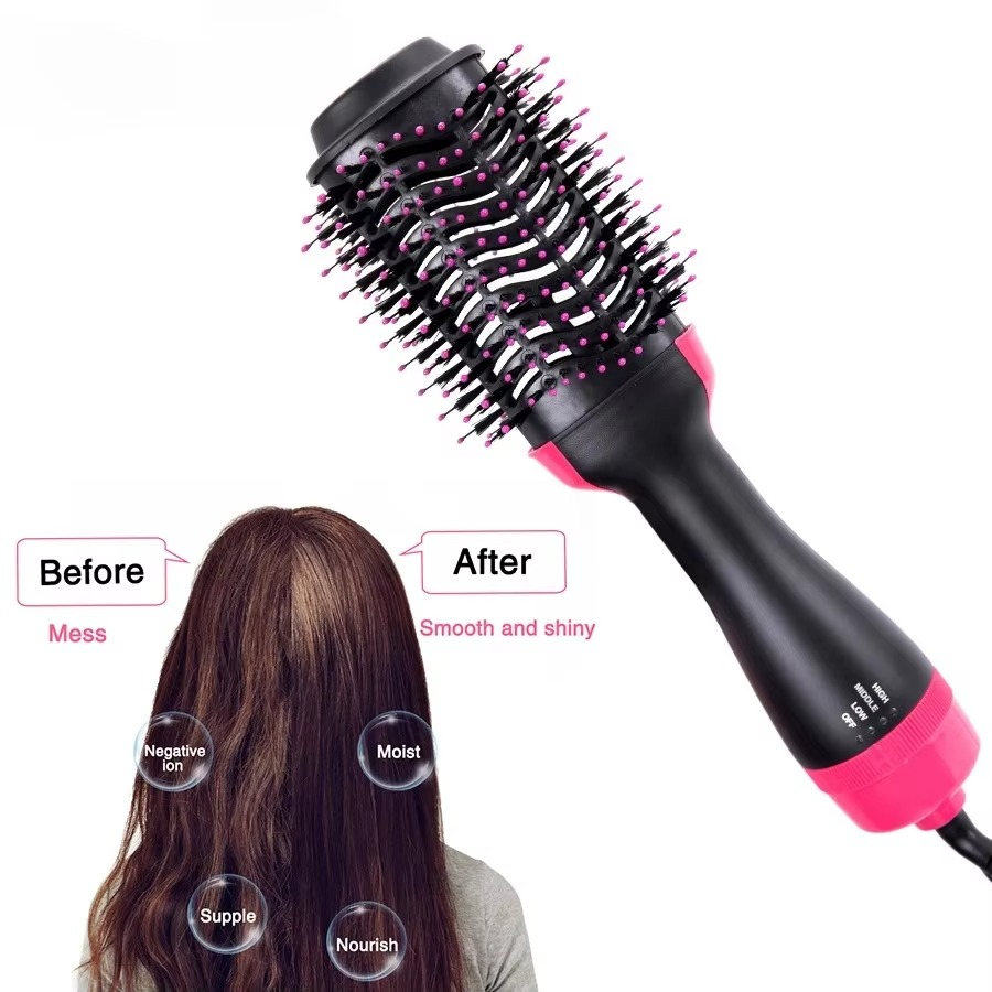 Hair Dryer styling curly hair using One Step Hair Dryer and Styler