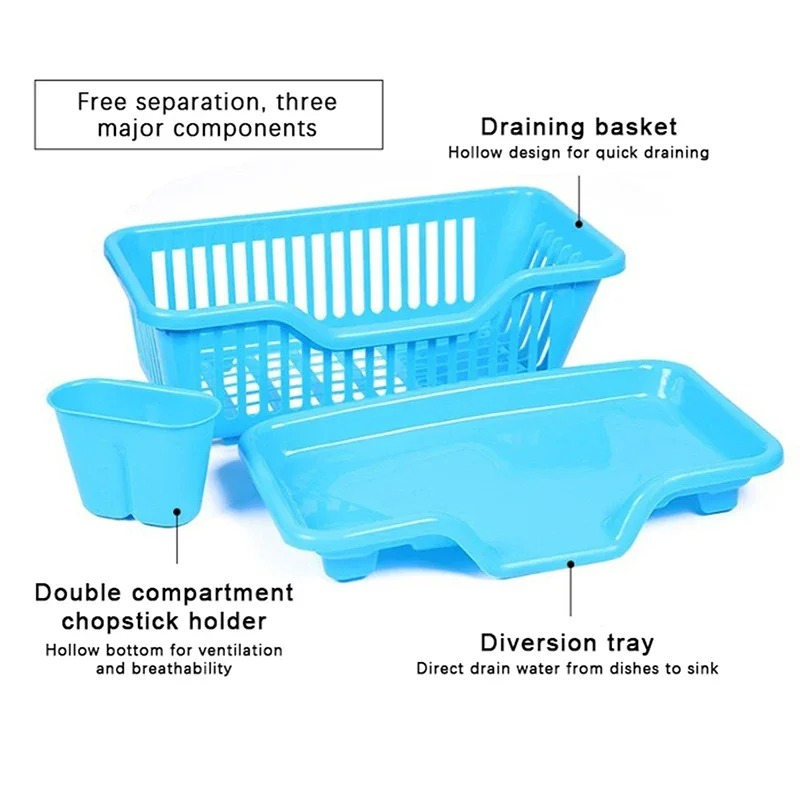 3-in-1 Kitchen Dish Rack – Space-Saving & Durable