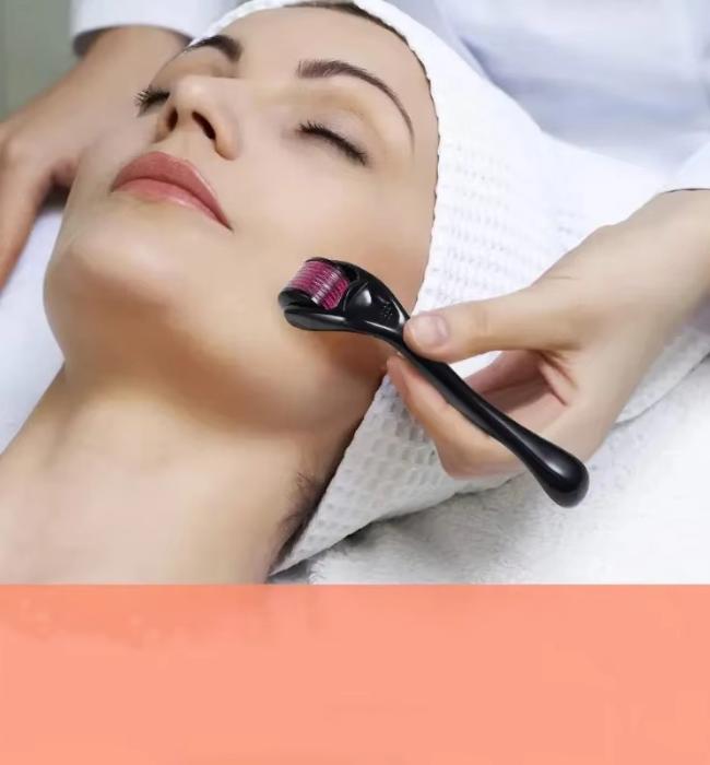 Facial derma roller for smoother skin and natural glow improvement.