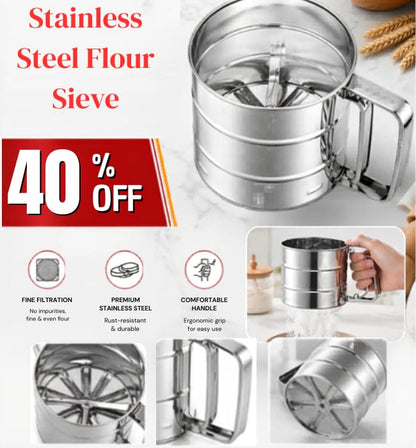 304 Stainless Steel Flour Sieve Handheld Baking Sifter with Scale