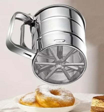 304 Stainless Steel Flour Sieve Handheld Baking Sifter with Scale