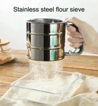 304 Stainless Steel Flour Sieve Handheld Baking Sifter with Scale