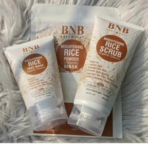 alt="BNB Rice Extract Bright & Glow Whitening Kit full skincare set"