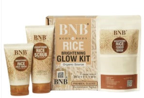 alt=BNB Rice Extract Bright & Glow Kit packaging front view