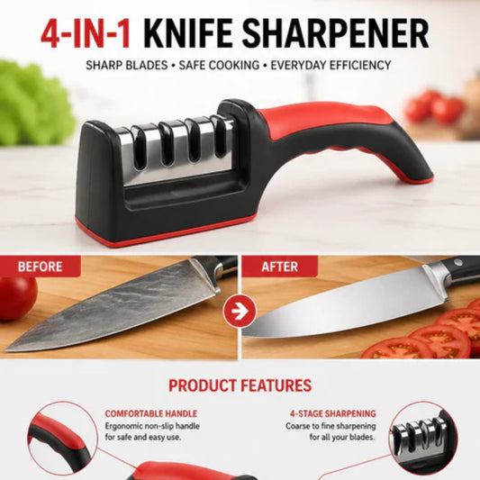 Kitchen knife sharpener tool for fast and easy blade sharpening.