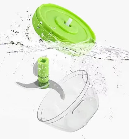Compact manual food chopper for daily kitchen cooking use.