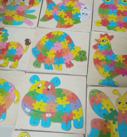 Wooden Alphabet Puzzle Board Kids Toy