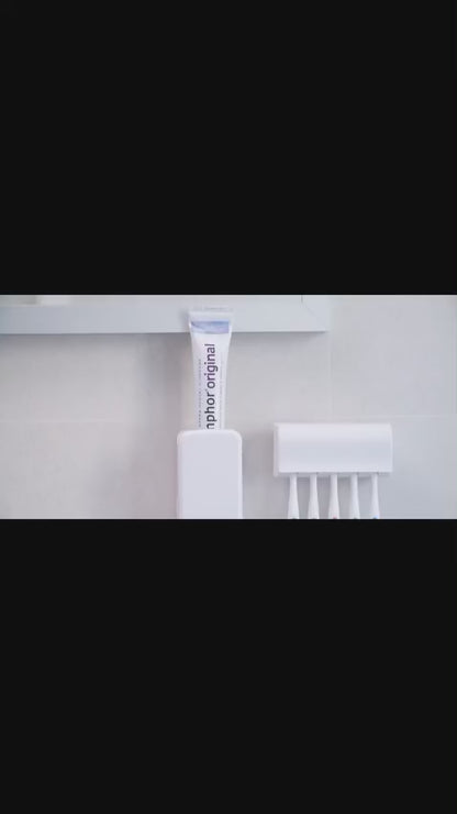 Automatic Toothpaste Dispenser with Toothbrush Holder | Wall-Mounted Bathroom Organizer