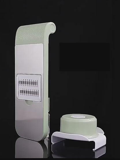 5-in-1 vegetable cutter demonstration showing slicing, chopping, and shredding vegetables quickly